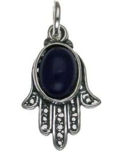 Hansa with Black Stone Sterling Silver Pendant