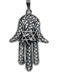 Hamsa with Star of Sterling Silver Pendant