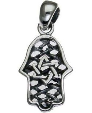 Hamsa with star of David Sterling Silver Pendant