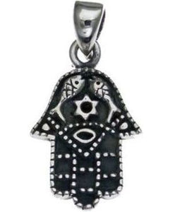 Hamsa with Star of David Sterling Silver Pendant