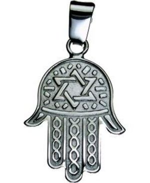 Hamsa with Star of David Sterling Silver Pendant