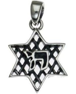 Star of David with Chai Sterling Silver Pendant