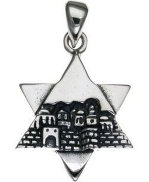 Star of David with Jerusalem Sterling Silver Pendant