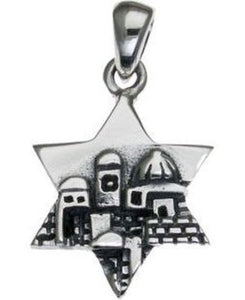 Star of David with Jerusalem Sterling Silver Pendant