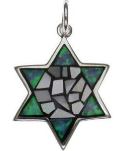 Mosaic Star of David Sterling Silver Pendant