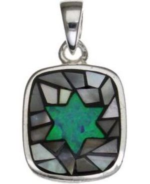 Mosaic Star of David Sterling Silver Pendant