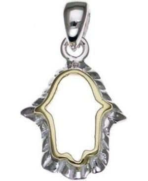 Sterling Silver Pendant with 14K Gold Plated Hamsa