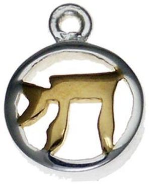 Sterling Silver Pendant with 14K Gold Plated Chai