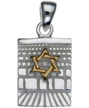 Kotel Sterling Silver Pendant with 14K Gold Plated Star of David