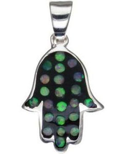 Mosaic Hamsa Sterling Silver Pendant