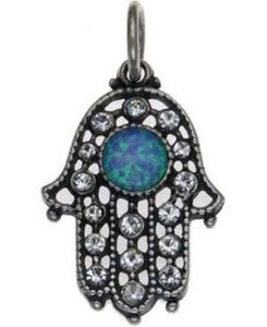 Hamsa with Opal Sterling Silver Pendant