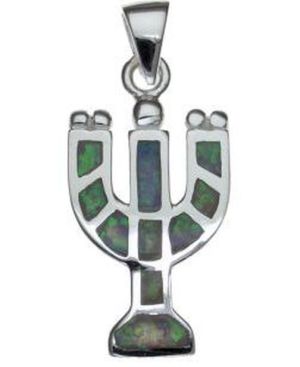 Opal Menorah Sterling Silver Pendant