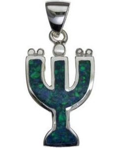 Opal Menorah Sterling Silver Pendant