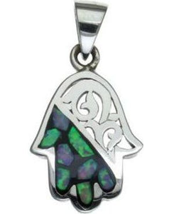 Mosaic Hamsa Sterling Silver Pendant