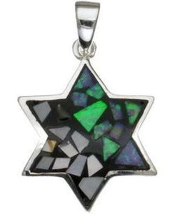 Mosaic Star of David Sterling Silver Pendant