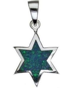 Opal Star of David Sterling Silver Pendant