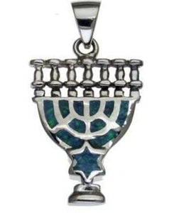 Menorah with Opal Sterling Silver Pendant