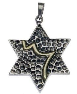 Star of David Sterling Silver Pendant and 9K God