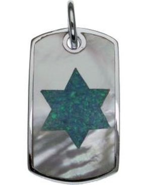 Opal Star of David Sterling Silver Pendant