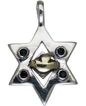 Star of David Sterling Silver Pendant with 9k Gold Dove