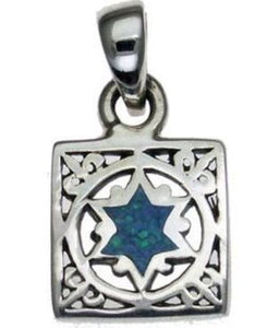 Opal Star of David Sterling Silver Pendant