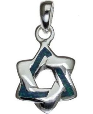 Star of David with Opal Sterling Silver Pendant