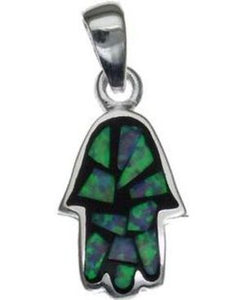 Mosaic Hamsa Sterling Silver Pendant