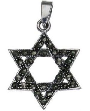 Star of David with Marcasite Stone Sterling Silver Pendant