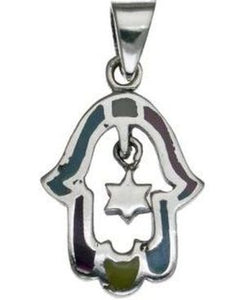 Colored Hamsa Sterling Silver Pendant