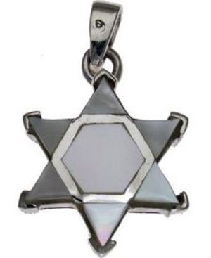 Star of David with White Stone Sterling Silver Pendant