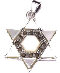Star of David with Cz and Marcasite Sterling Silver Pendant
