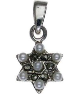 Star of David with Pearls Sterling Silver Pendant