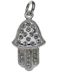 Hamsa with Cz Sterling Silver Pendant