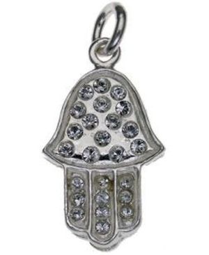 Hamsa with Cz Sterling Silver Pendant