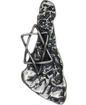 Star of David Israel map with Sterling Silver Pendant