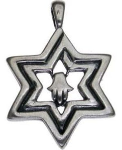 Star of David with Hamsa Sterling Silver Pendant