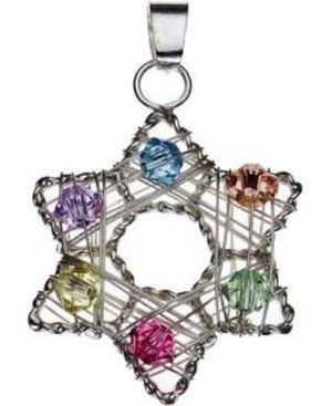 star of David with Stones Sterling Silver Pendant