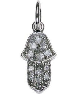 Hamsa with Swarovsky Crystal Sterling Silver Pendant