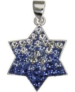 Star of David with Swarovsky Crystal Sterling Silver Pendant