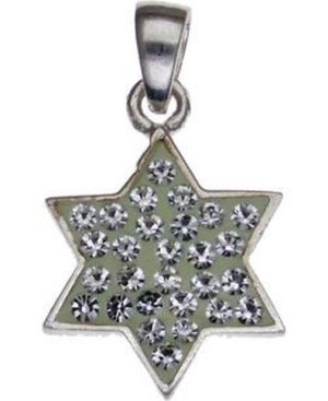 Star of David with Swarovsky Crystal Sterling Silver Pendant