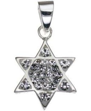 Star of David with Swarovsky Crystal Sterling Silver Pendant