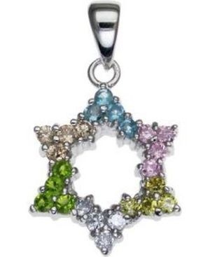 Star of David with Swarovsky Crystal Sterling Silver Pendant