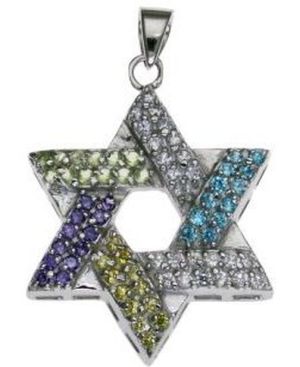 Star of David with Swarovsky Crystal Sterling Silver Pendant