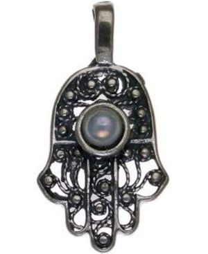 Hamsa with Pearl Sterling Silver Pendant