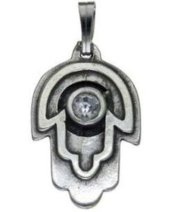 Hamsa with Cz Sterling Silver Pendant