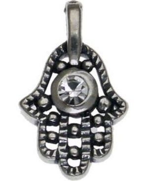 Hamsa with Cz Sterling Silver Pendant