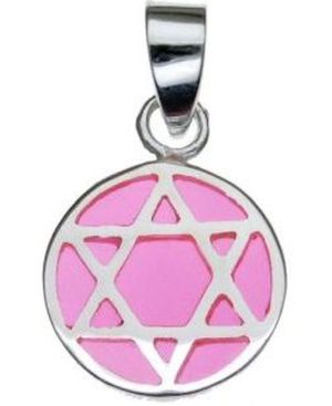 Star of David on Pink Background Sterling Silver Pendant