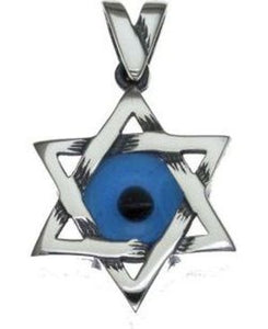 Star of David with Protection from Evil Eye  Sterling Silver Pendant