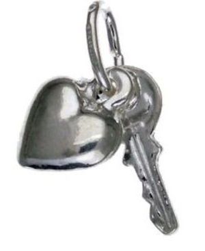 Heart & Key Sterling Silver Pendant