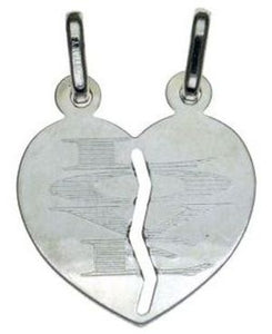 2-Halves Hear with "Love" Sterling Silver Pendant